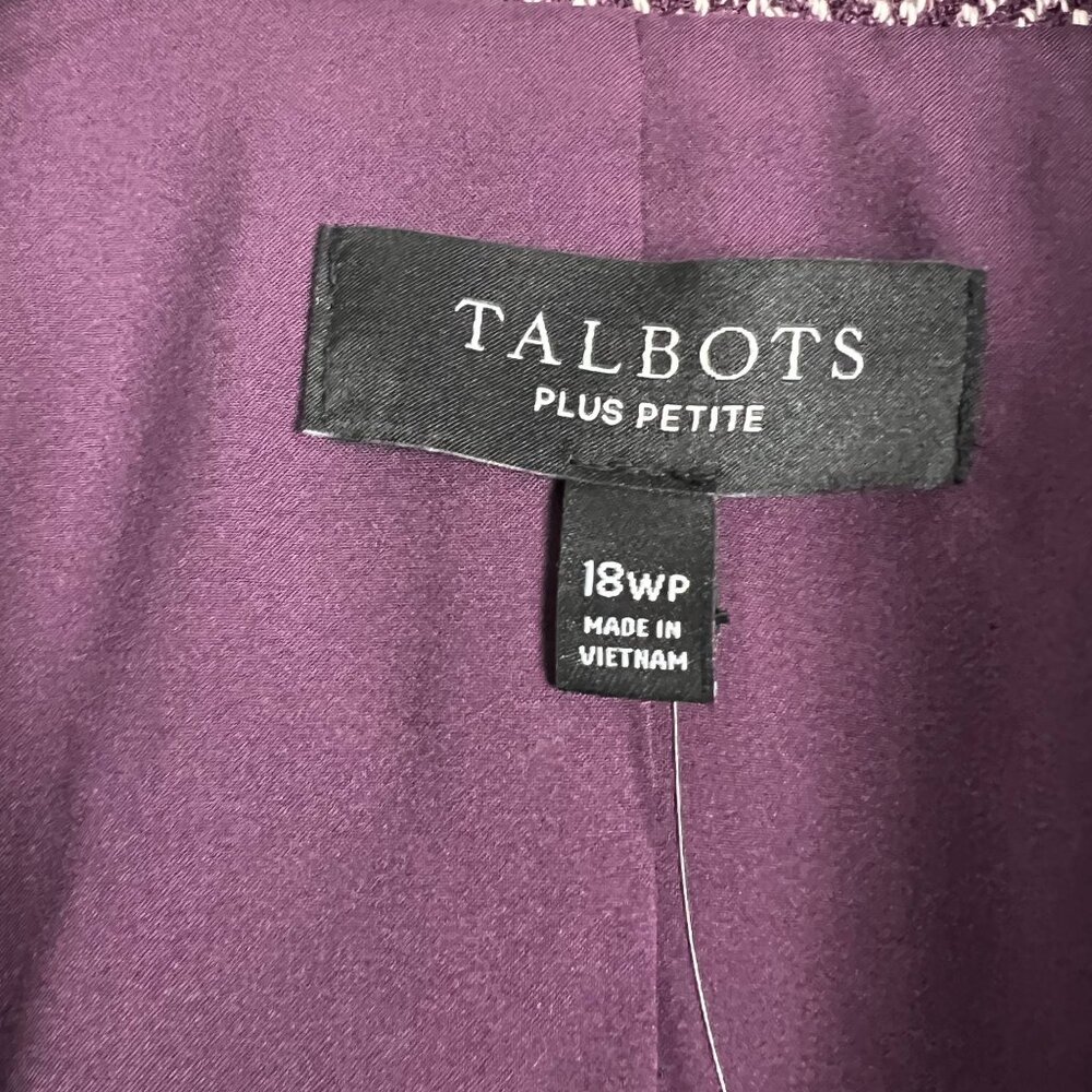 Talbots 18WP Woman Petite Melange Herringbone Blazer long-line jacket purple - Picture 9 of 11